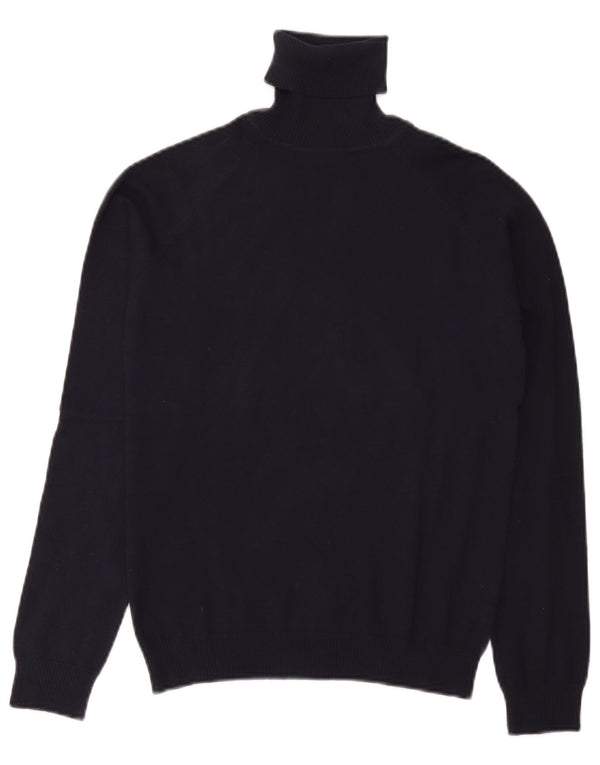 Maglione maglione a collo alto da donna Zara UK 14 grande cotone blu navy
