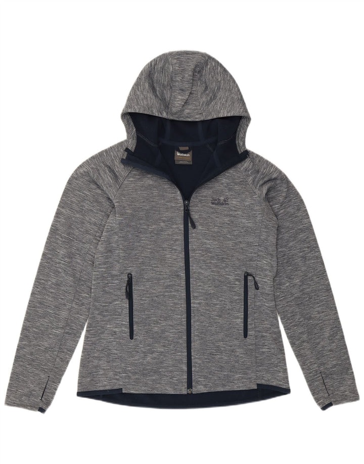 Maglione con cappuccio e zip da donna Jack Wolfskin UK 12 poliestere screziato grigio medio