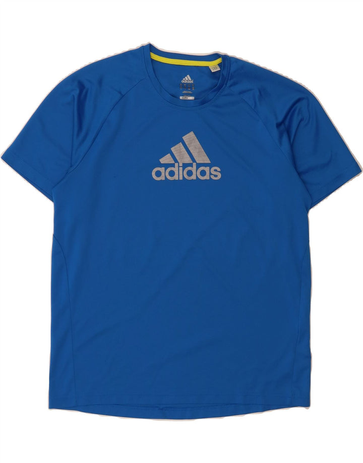 ADIDAS Mens Climalite Graphic T-Shirt Top Large Blue Polyester Vintage Adidas and Second-Hand Adidas from Messina Hembry 
