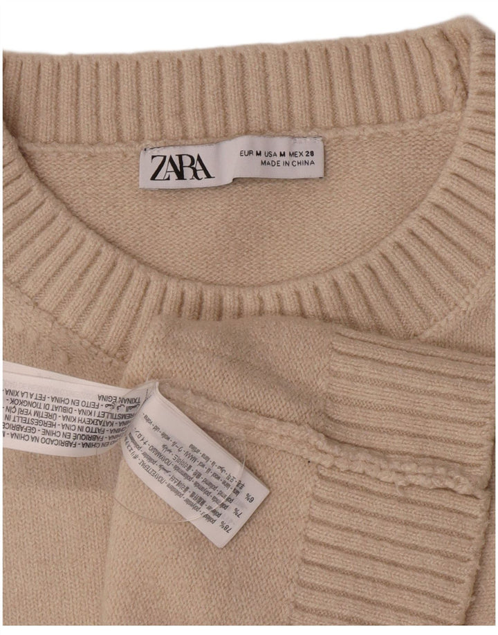 Canotta corta da donna Zara UK 12 Poliestere beige medio