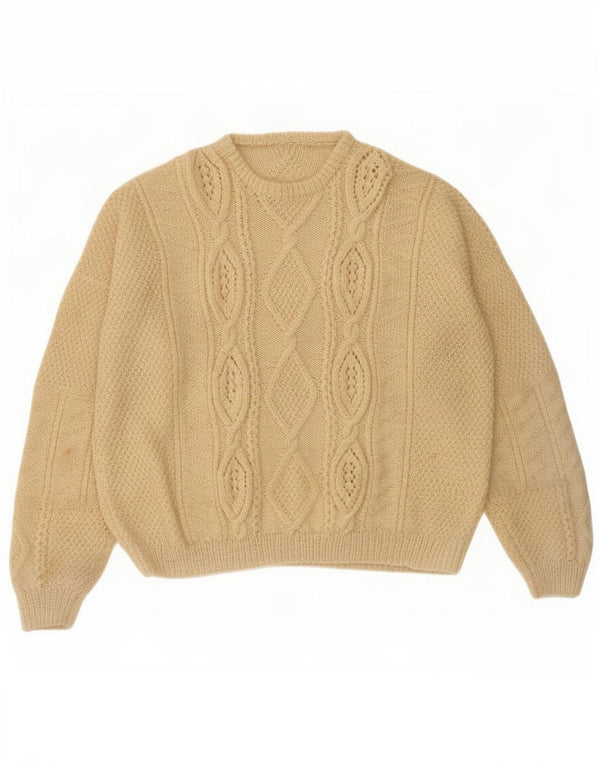 Maglione maglione girocollo vintage da uomo grande bianco sporco