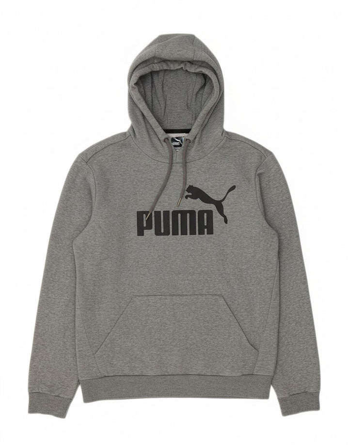 PUMA Mens Graphic Hoodie Jumper Medium Grey Cotton