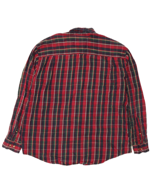 EDDIE BAUER Camicia da uomo in flanella di cotone a quadri rossi grandi