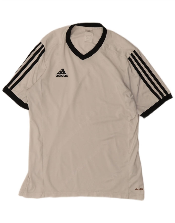 T-shirt da uomo Adidas Top media sportiva in poliestere bianco sporco