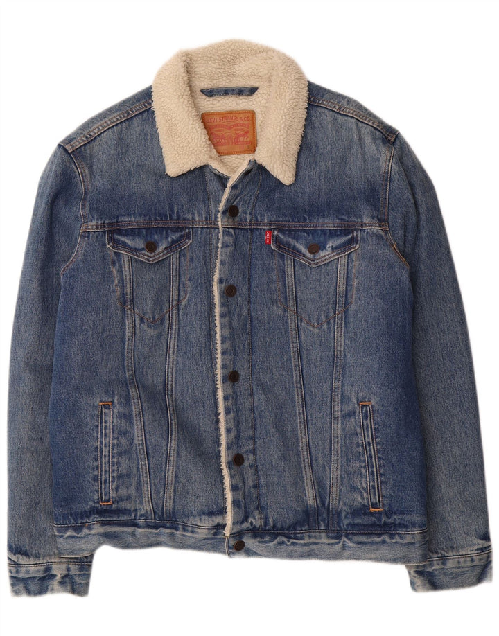 Giacca Levi's da uomo in denim sherpa UK 40 grande cotone blu