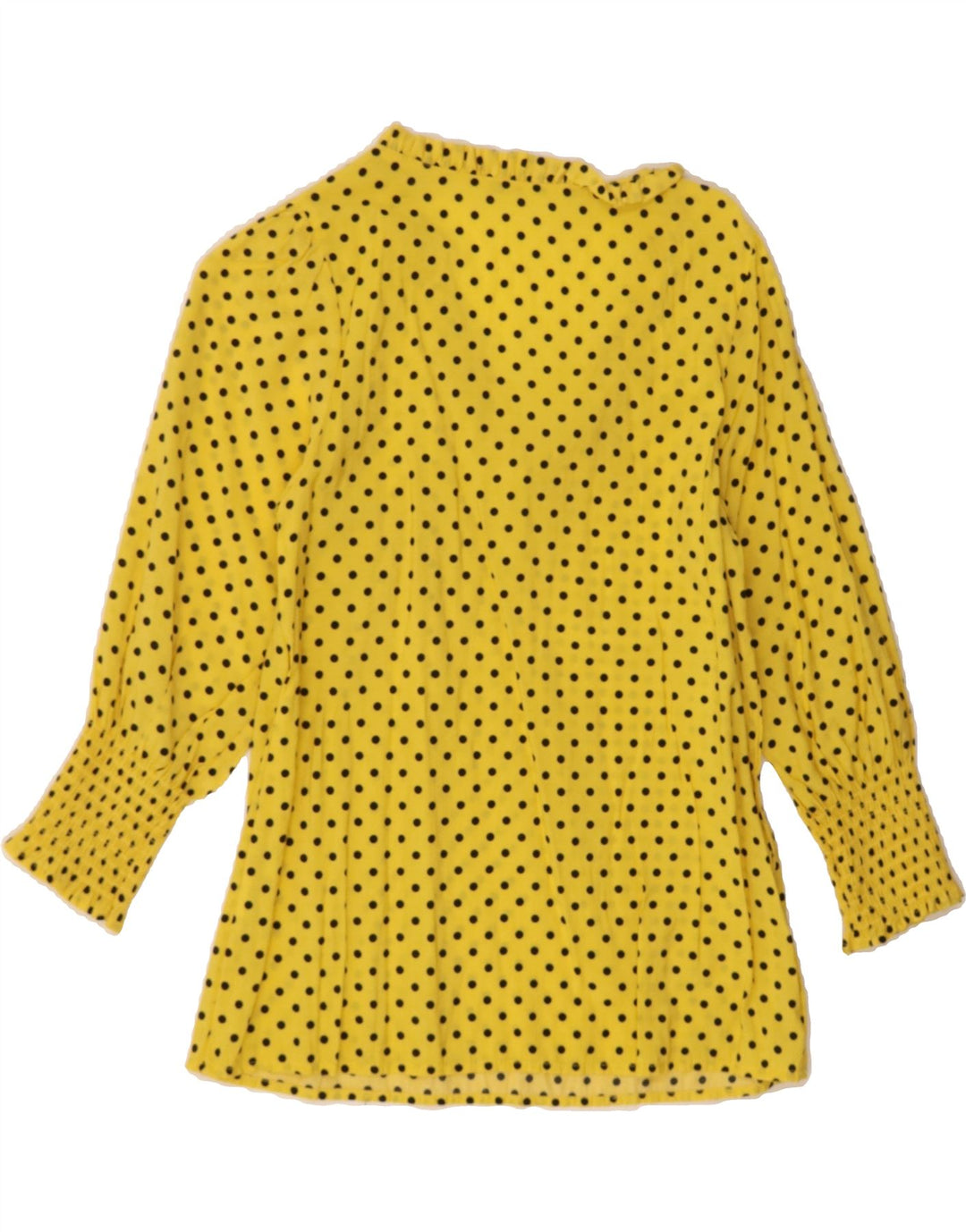 VINTAGE Womens 3/4 Sleeve Blouse Top UK 12 Medium Yellow Polka Dot Vintage Vintage and Second-Hand Vintage from Messina Hembry 