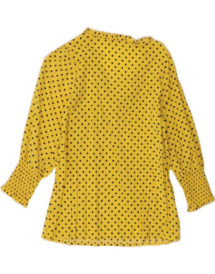 VINTAGE Womens 3/4 Sleeve Blouse Top UK 12 Medium Yellow Polka Dot Vintage Vintage and Second-Hand Vintage from Messina Hembry 