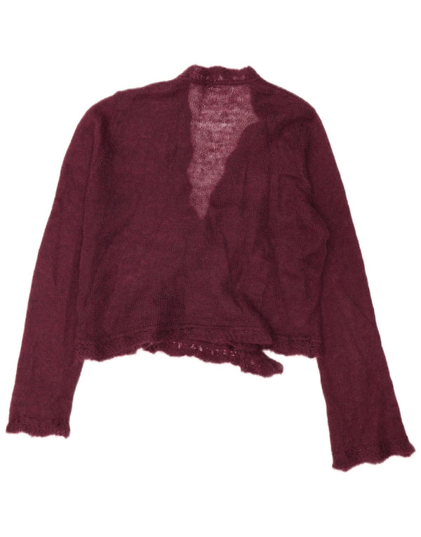 Maglione Bolero avvolgente da donna vintage UK 12 Borgogna medio