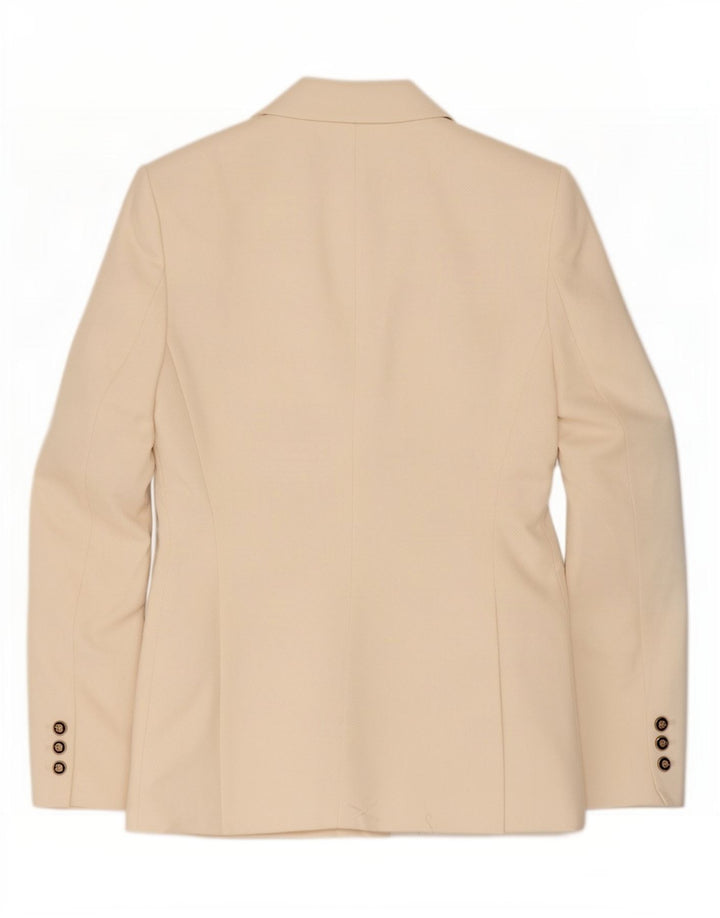 Giacca blazer doppiopetto da donna Zara UK 10 piccola in poliestere bianco sporco