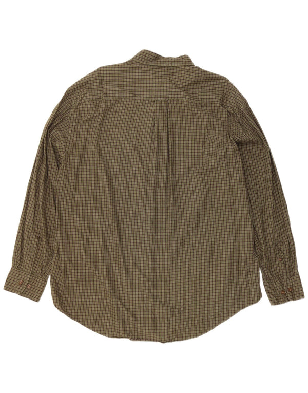 Camicia da uomo in flanella Nautica XL in cotone a quadri kaki