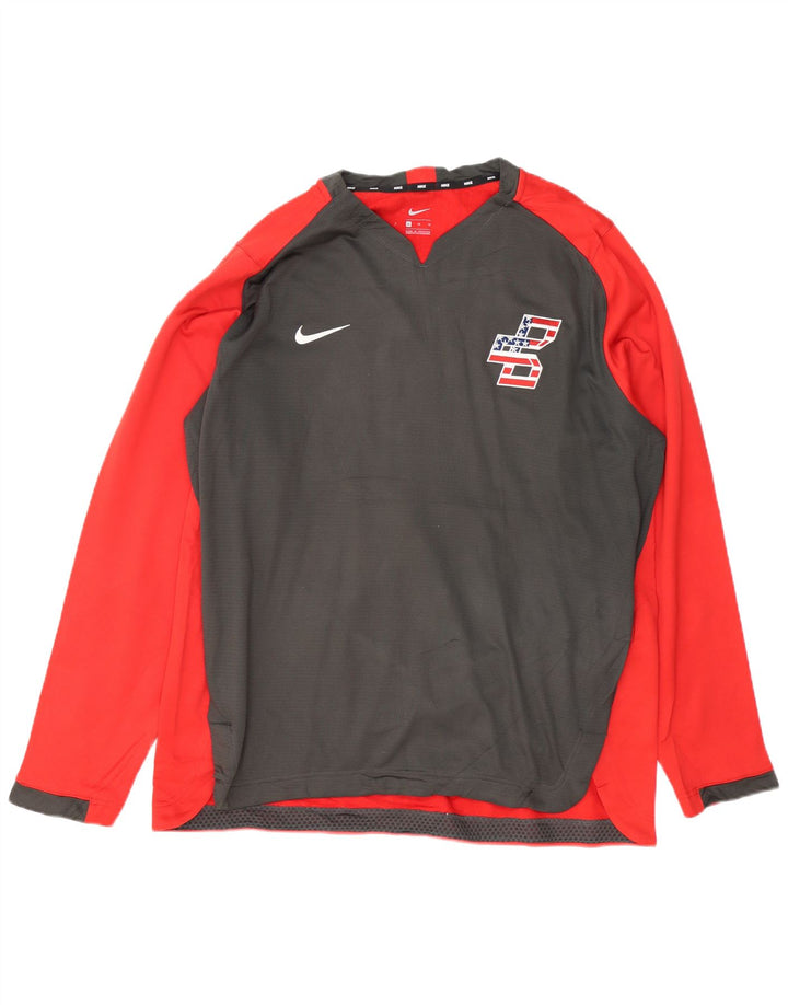 Maglia NIKE da uomo a maniche lunghe XL rossa in poliestere color block