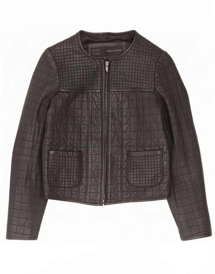 Giacca in pelle corta da donna Zara UK 12 media nera