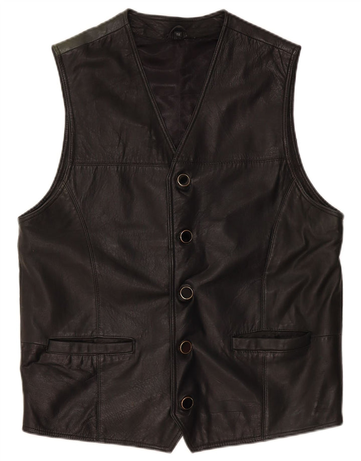 Gilet in Pelle Uomo VINTAGE IT 50 Medio Nero