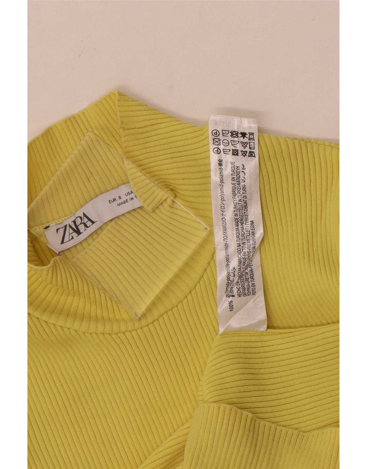 Top Zara da donna a maniche lunghe UK 8 Small giallo in poliammide
