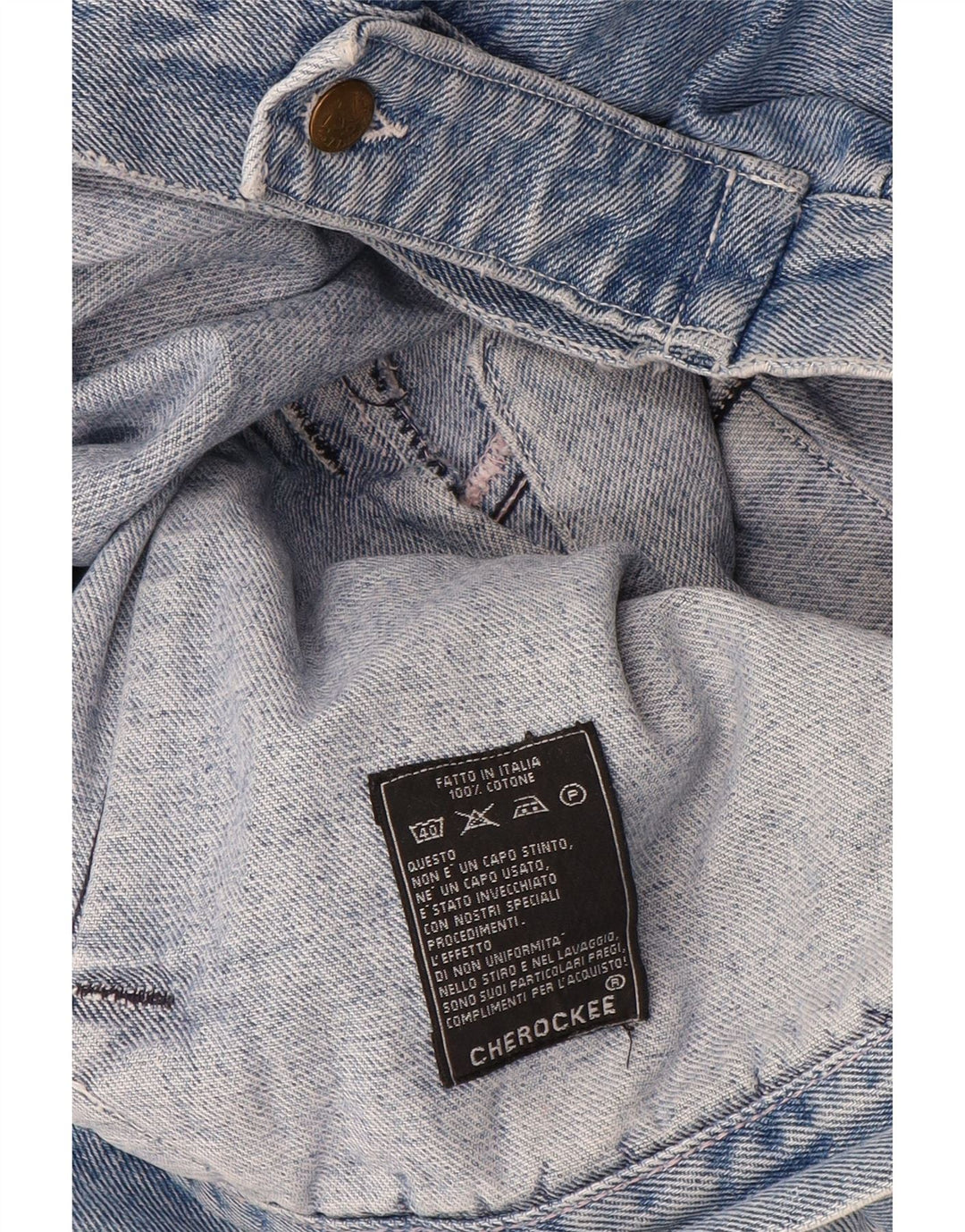 Giacca in denim grafico da uomo Cherokee UK 40 grande cotone geometrico blu