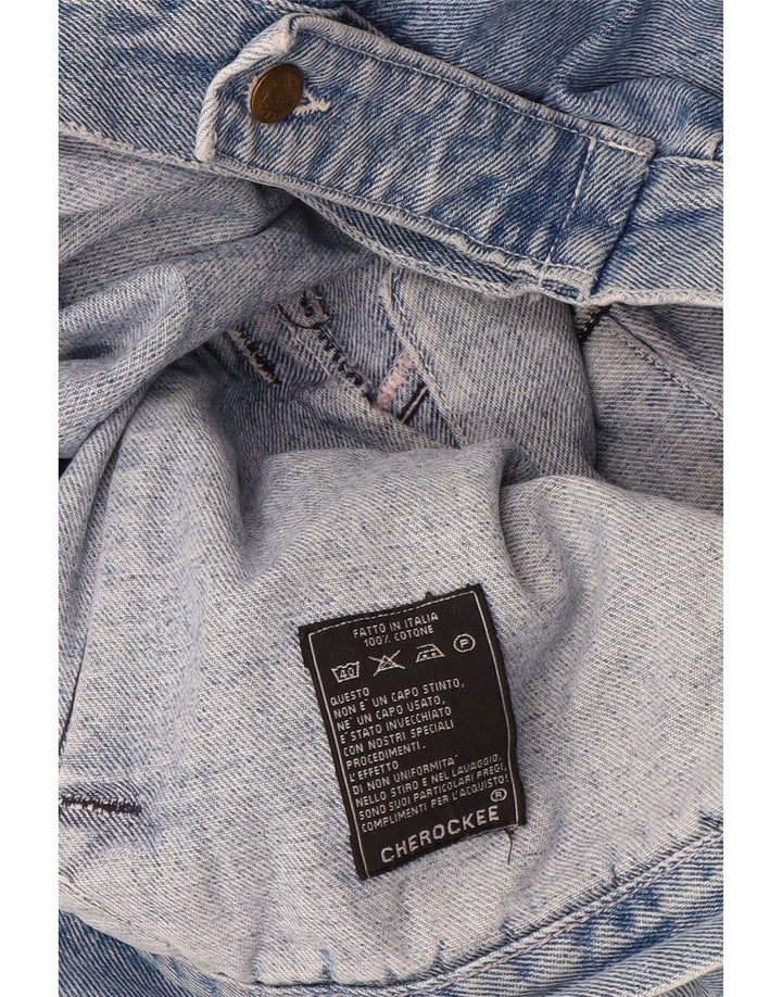 Giacca in denim grafico da uomo Cherokee UK 40 grande cotone geometrico blu