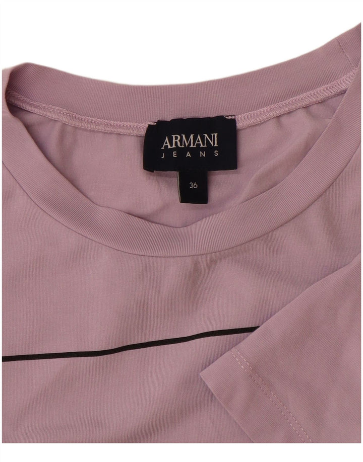 ARMANI JEANS T-shirt grafica da donna Top EU 36 Small Viola