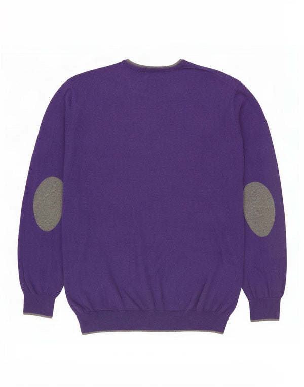 Maglione maglione girocollo da uomo Massimo Dutti XL cotone viola
