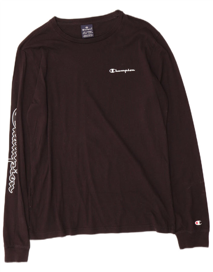 Top grafico da ragazzo Champion a maniche lunghe 15-16 anni 2XL Nero