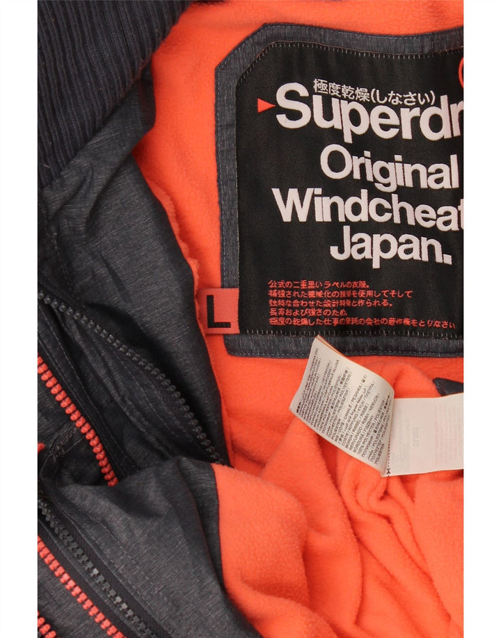 Giacca a vento con cappuccio da donna Superdry Windcheater UK 16 grande grigia