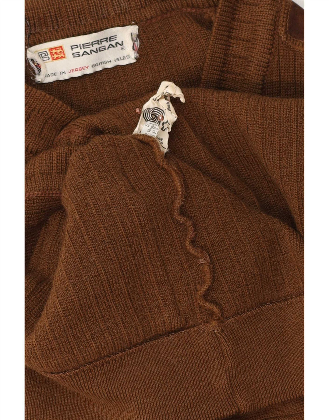 Maglione cardigan da uomo Pierre Sangan in lana marrone medio