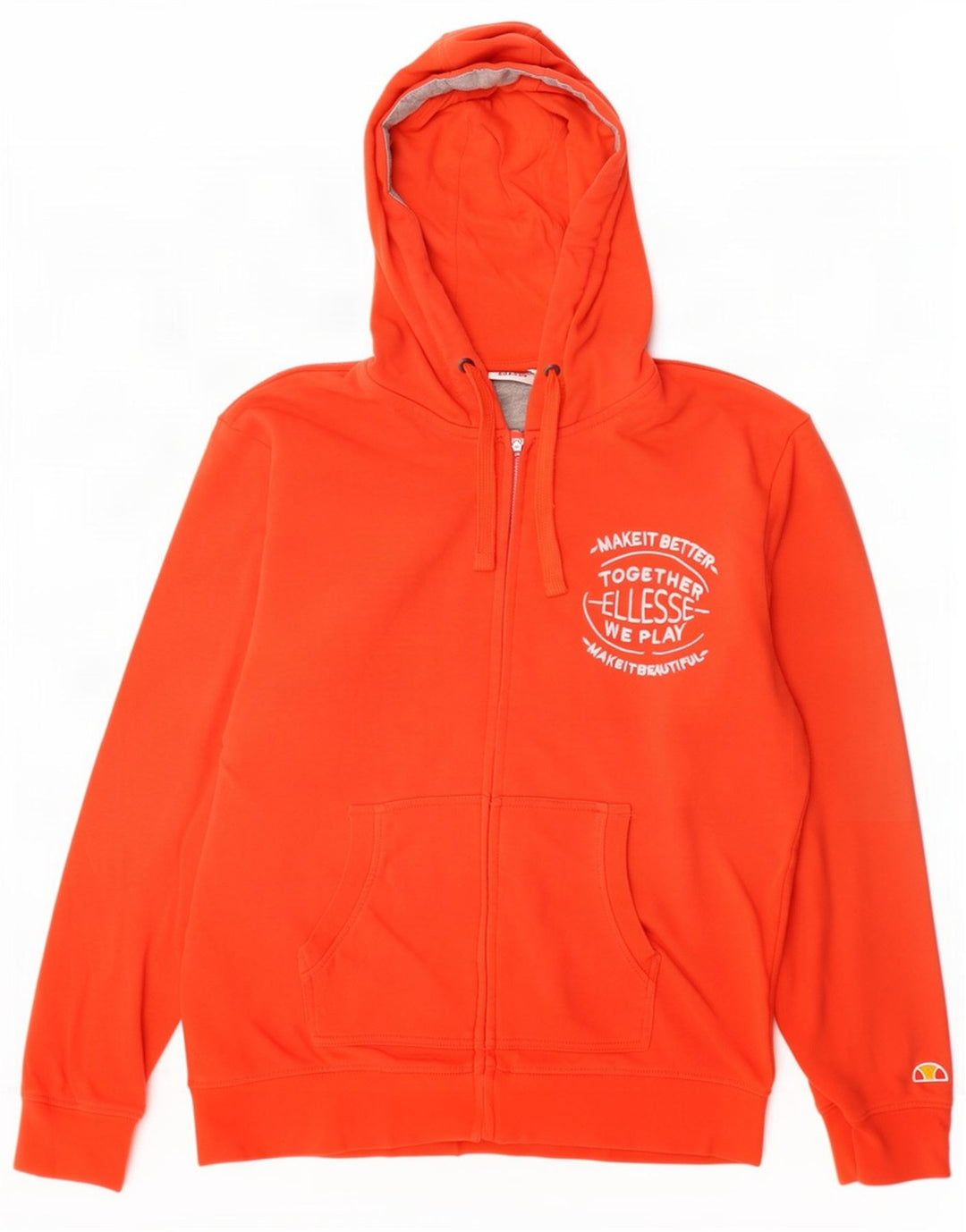 Maglione con cappuccio e zip grafica da uomo Ellesse in cotone arancione medio