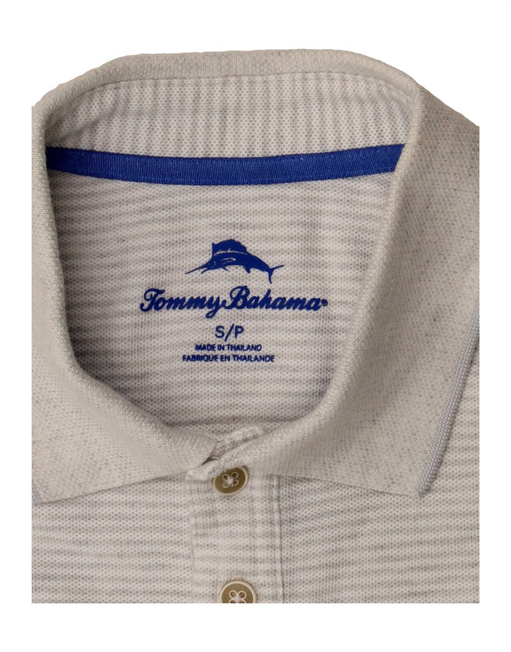 TOMMY BAHAMA Mens Polo Shirt Small Grey Striped Cotton Vintage Tommy Bahama and Second-Hand Tommy Bahama from Messina Hembry 