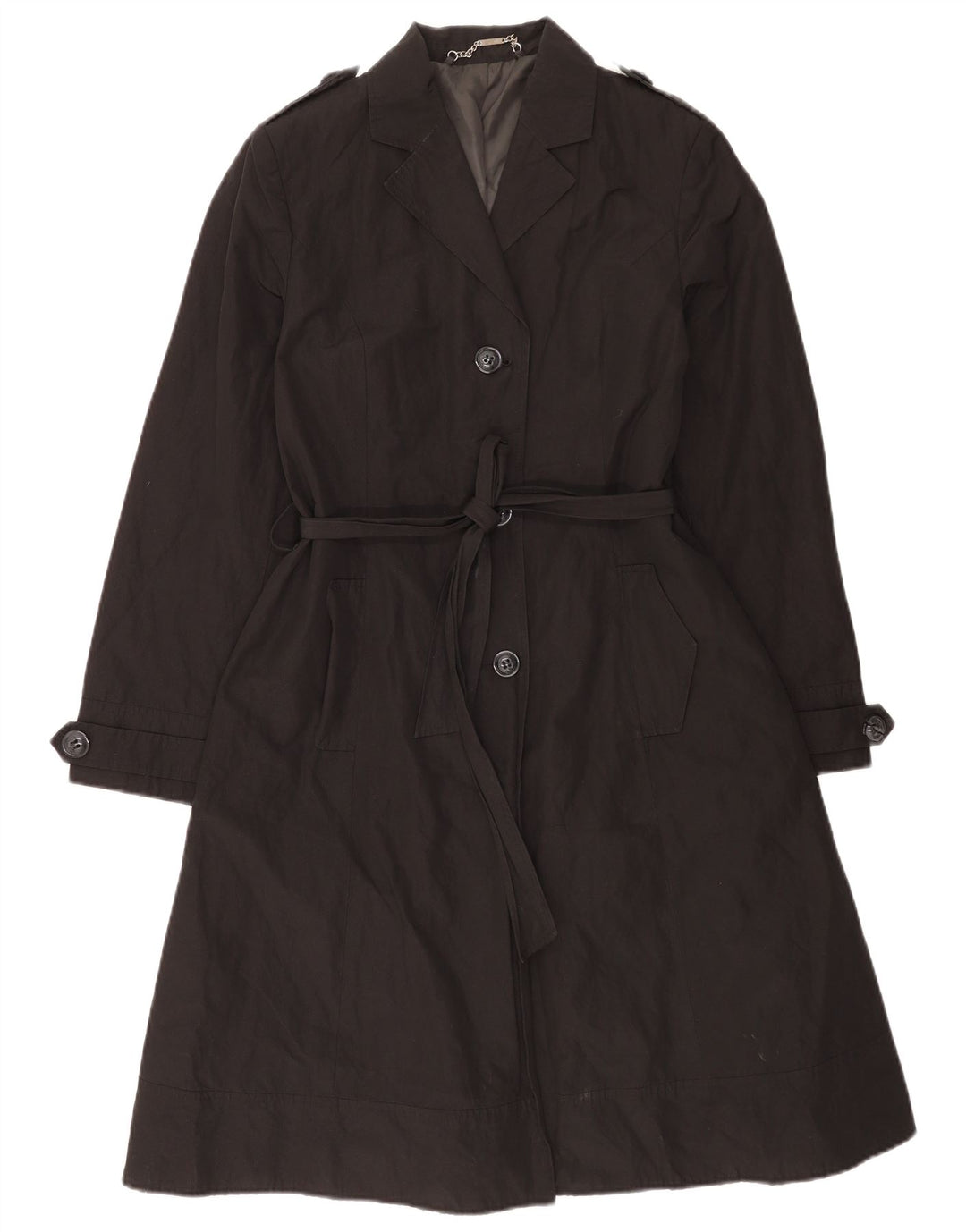 Trench da donna Laura Ashley UK 14 cotone nero medio
