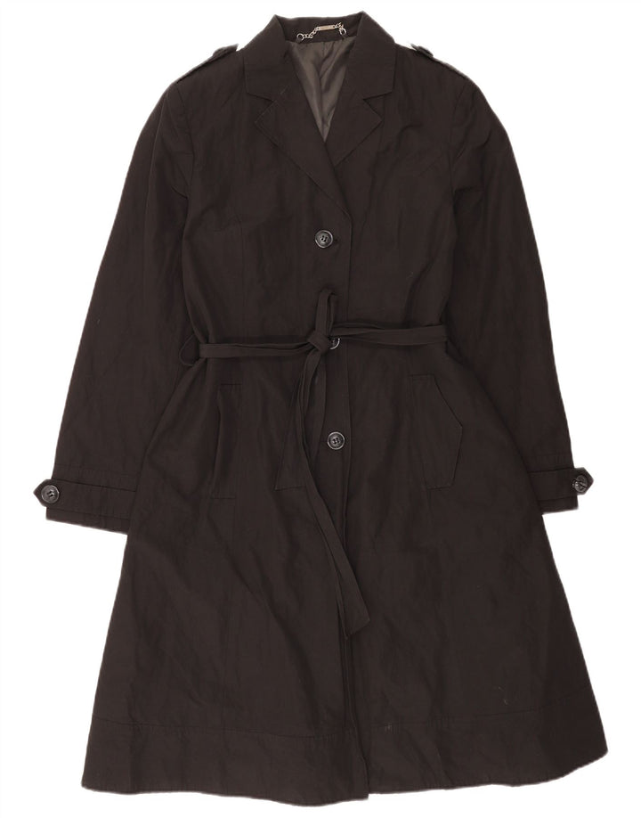 Trench da donna Laura Ashley UK 14 cotone nero medio