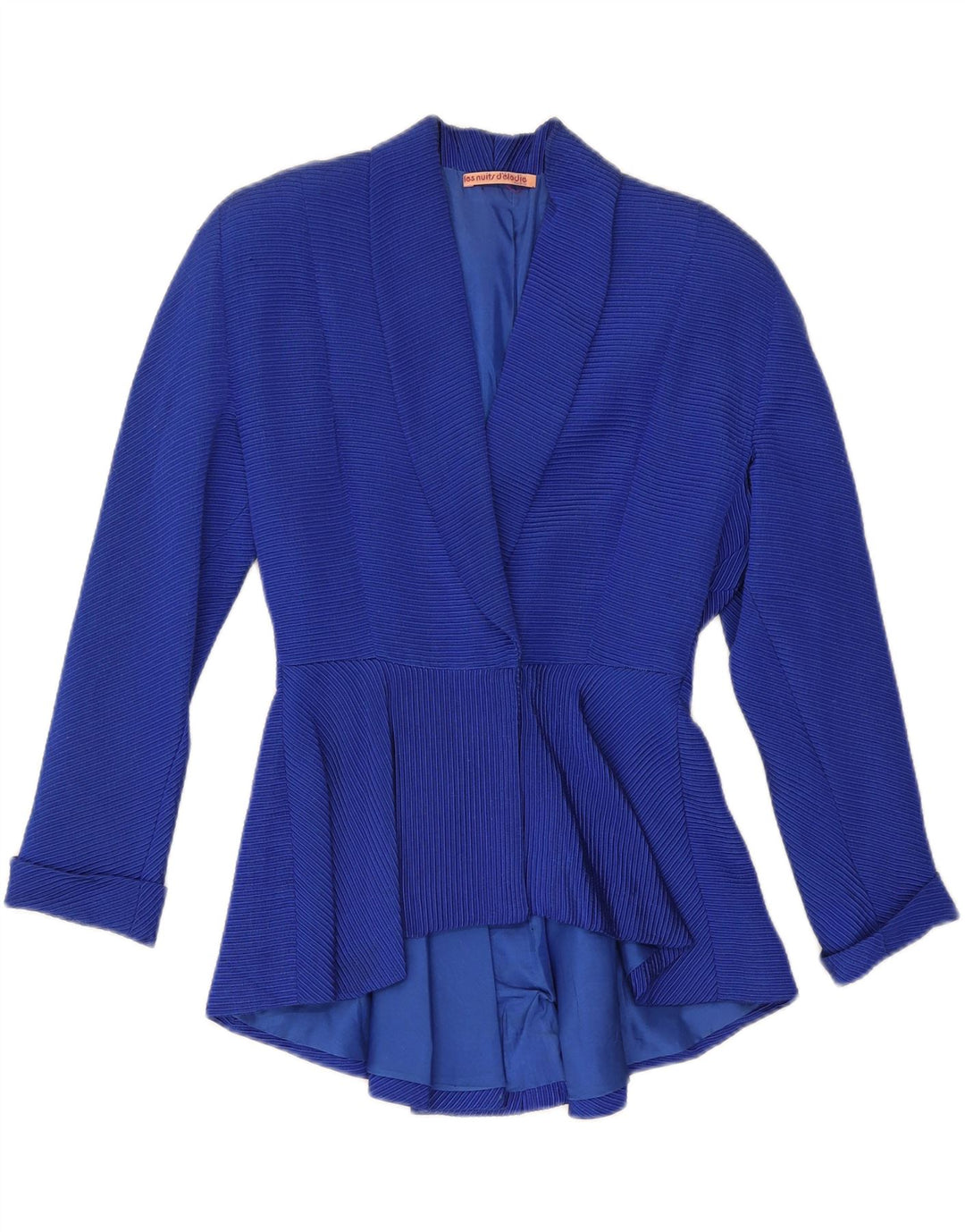 Giacca blazer da donna VINTAGE UK 12 Cotone gessato blu medio