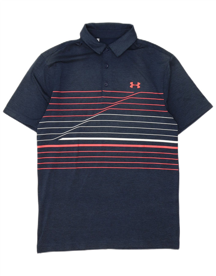 Polo da uomo Under Armour piccola a righe blu navy
