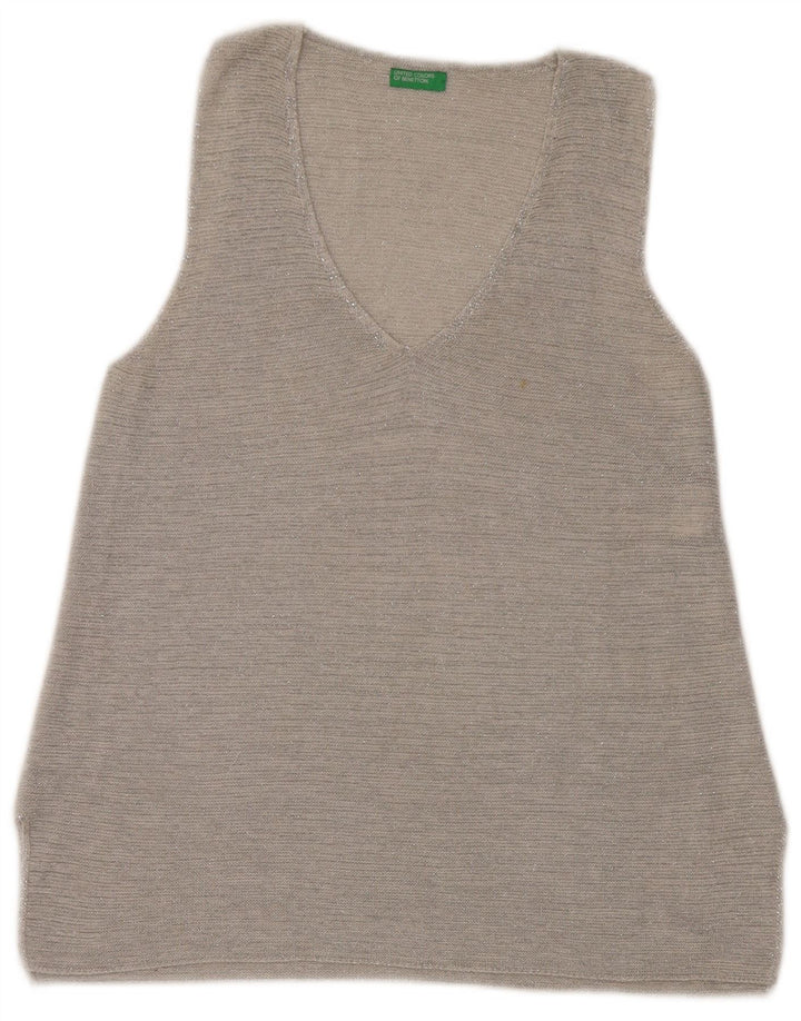 Canotta da donna Benetton UK 14 grande cotone grigio
