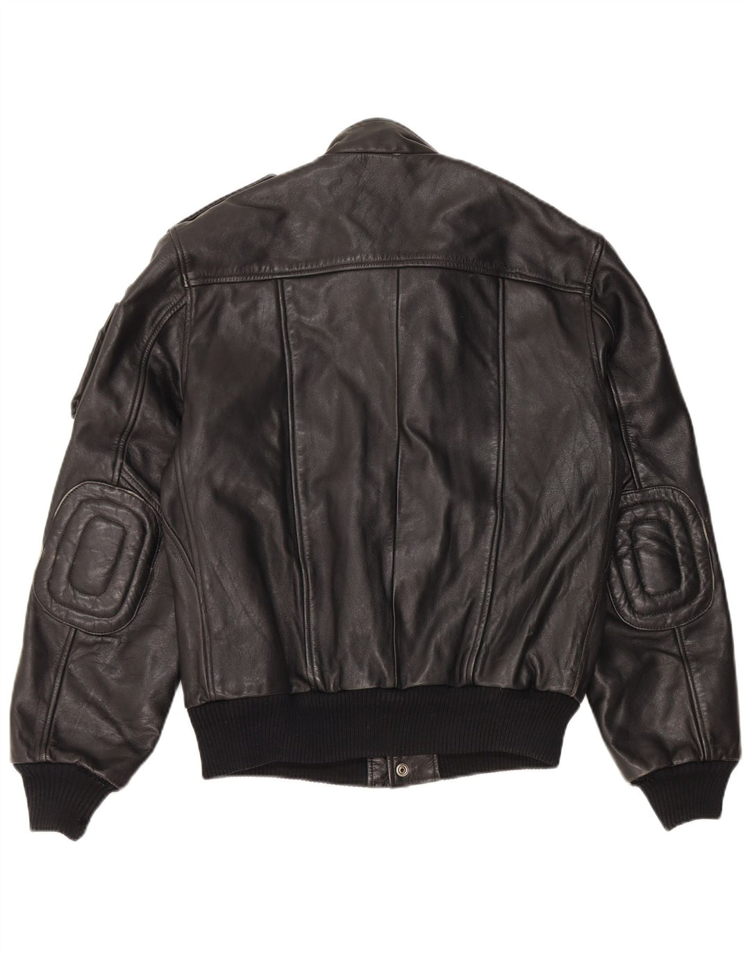 Giacca militare in pelle da uomo vintage UK 38 in pelle nera media