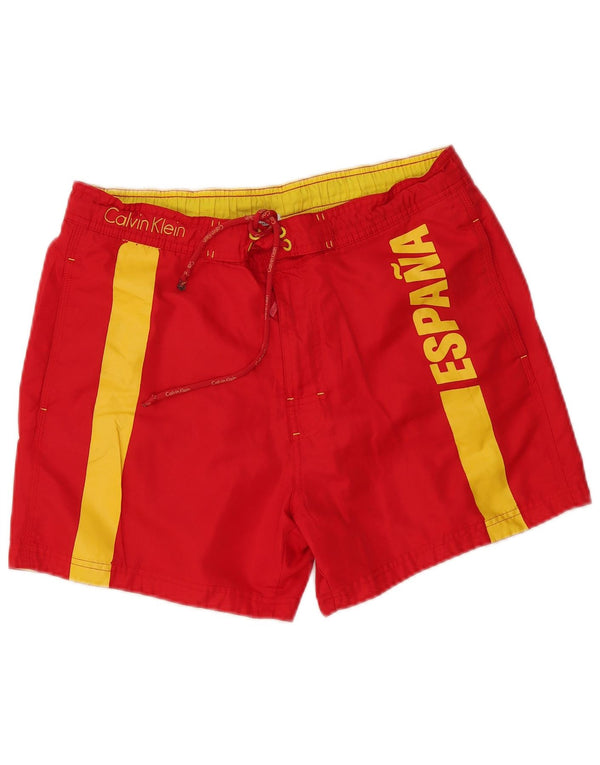 CALVIN KLEIN Pantaloncini da bagno da uomo con grafica Espana Graphic Block rosso medio