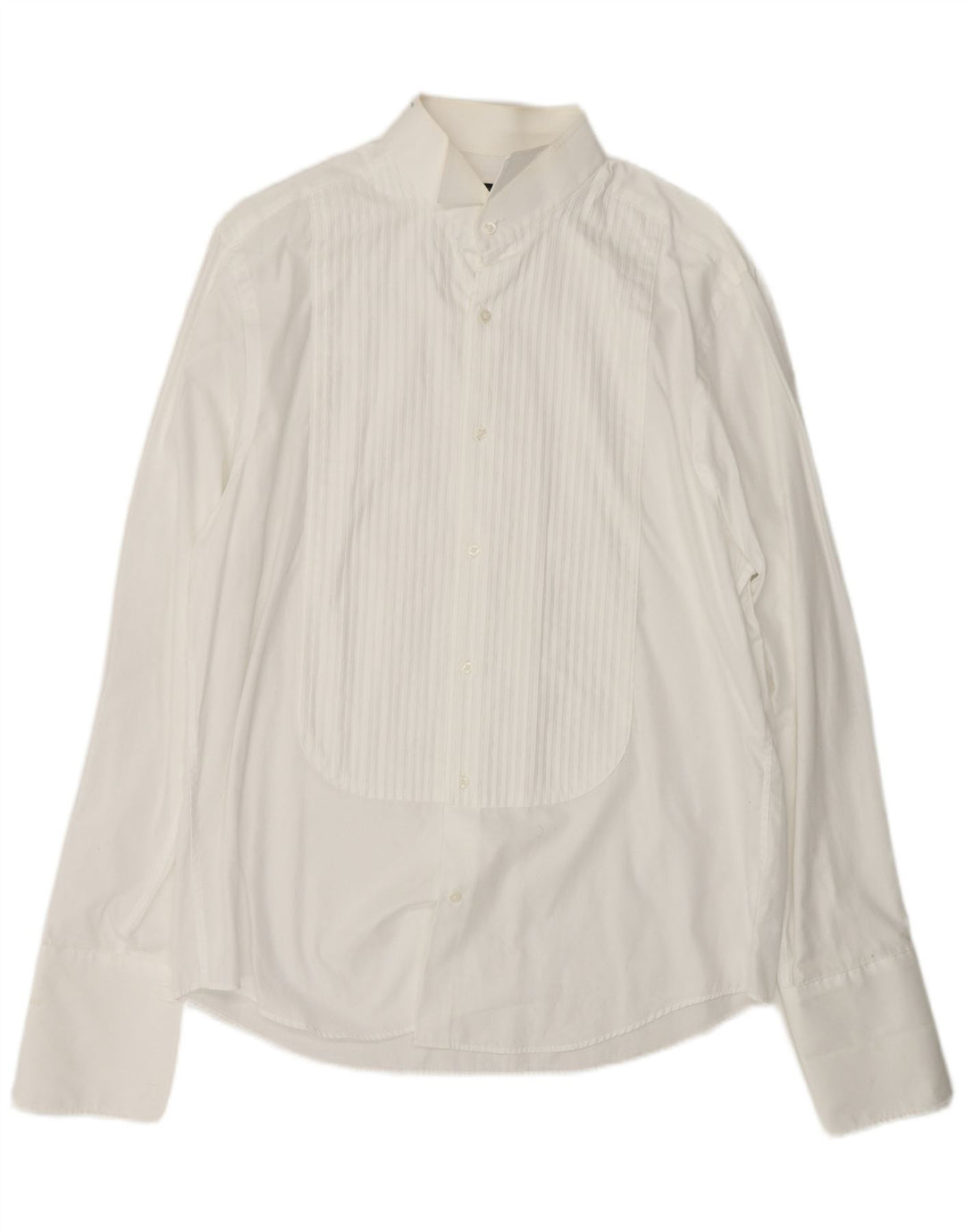 PIERRE CARDIN Camicia formale da uomo taglia 16 grande cotone gessato bianco