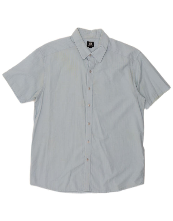 Camicia a maniche corte da uomo Quiksilver XL in cotone a righe blu