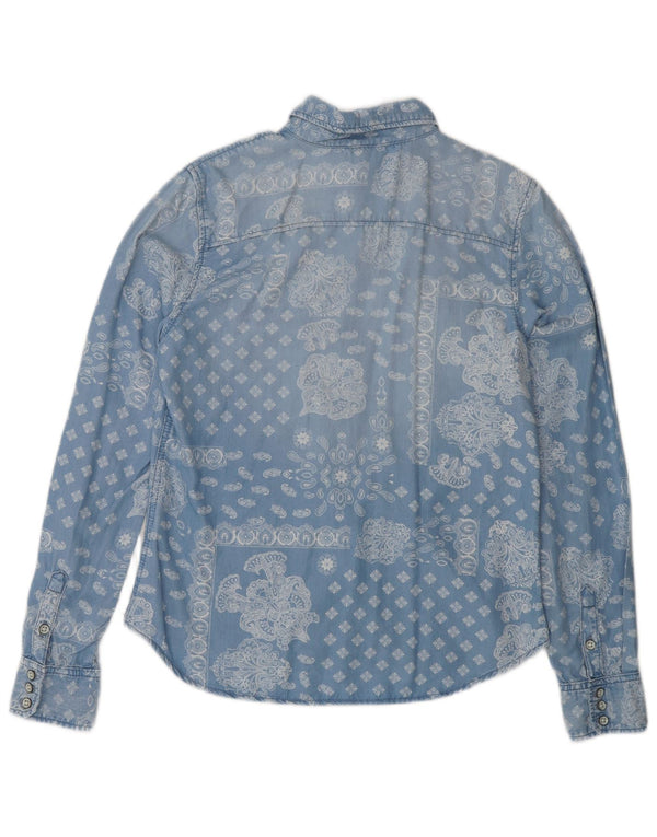 Camicia di jeans da donna PEPE Jeans UK 14 Large Blue Paisley Lyocell