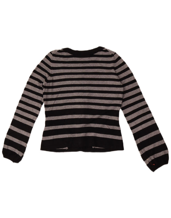 Maglione cardigan corto da donna Marks & Spencer UK 8 piccolo grigio a righe