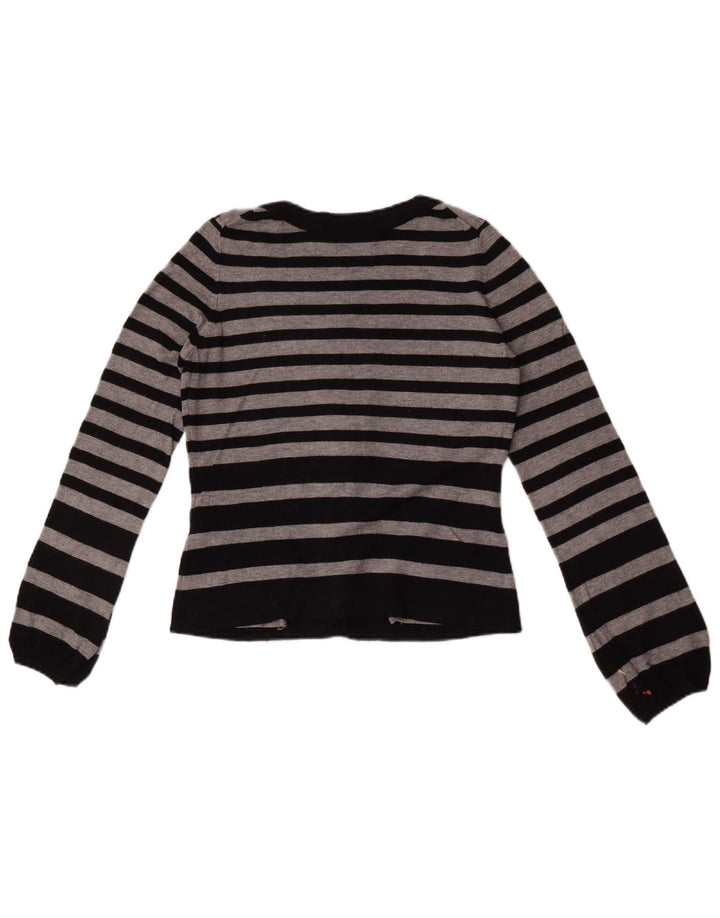 Maglione cardigan corto da donna Marks & Spencer UK 8 piccolo grigio a righe
