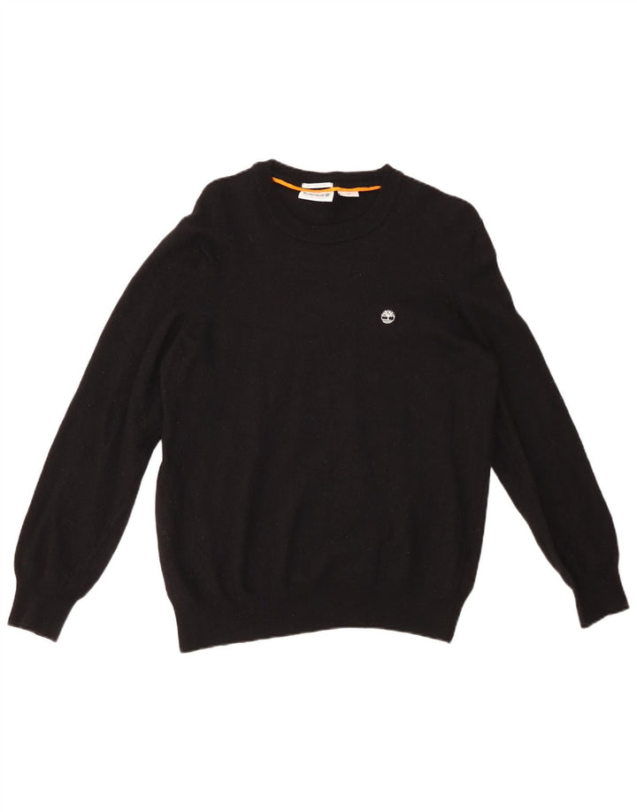 Maglione maglione girocollo da donna TIMBERLAND UK 16 grande lana nera