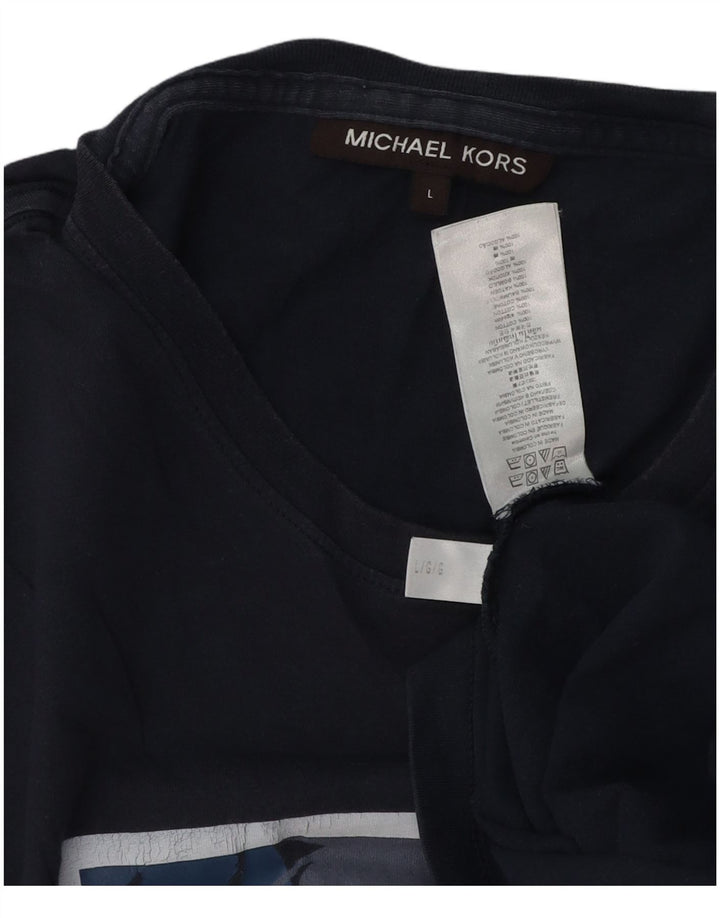 T-shirt grafica da uomo Michael Kors Top grande in cotone blu navy