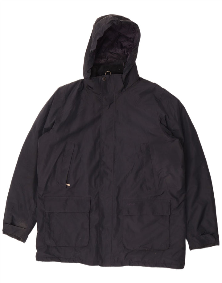Cappotto giacca a vento con cappuccio da uomo Barbour UK 44 2XL poliestere blu navy