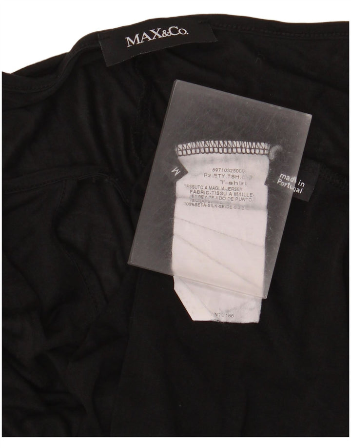 Max & Co. Top da donna manica 3/4 UK 14 seta nera media
