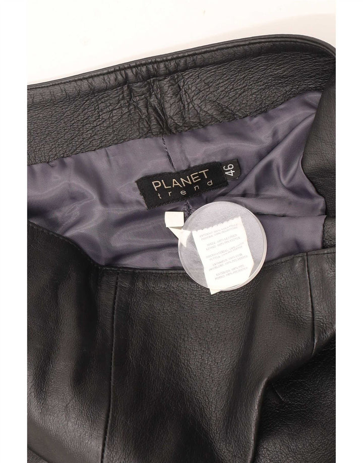 Pantaloni in pelle a zampa da donna Planet IT 46 Large W32 L30 Pelle nera