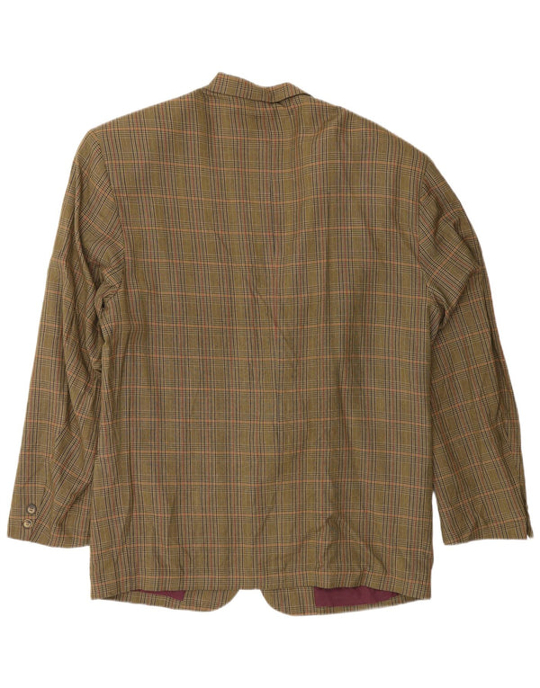 Giacca blazer vintage da uomo a 2 bottoni UK 40 grande pied de poule kaki