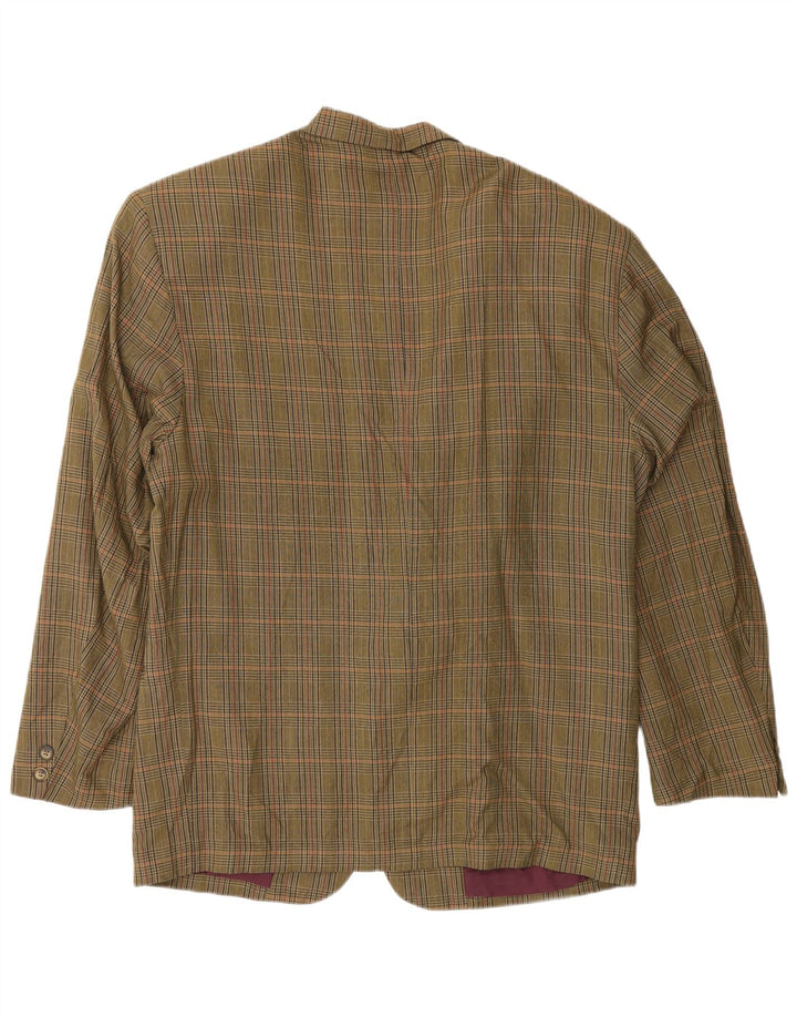Giacca blazer vintage da uomo a 2 bottoni UK 40 grande pied de poule kaki