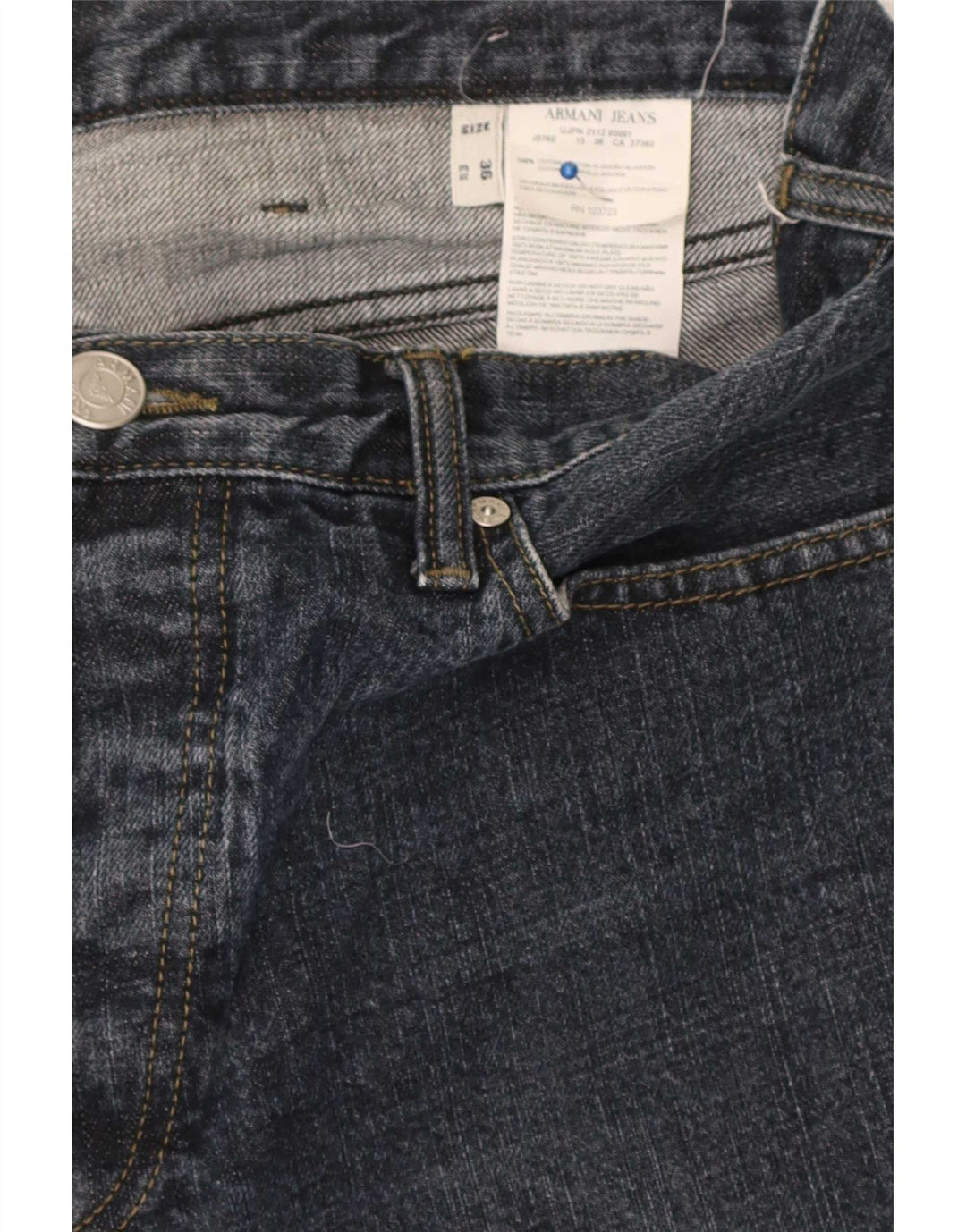 Jeans dritti da uomo Armani W36 L31 cotone blu navy
