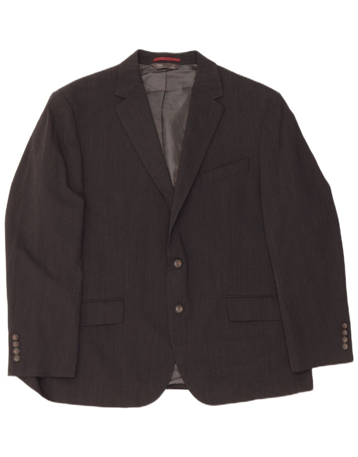 Giacca blazer a 2 bottoni Marks & Spencer da uomo UK 46 3XL lana nera
