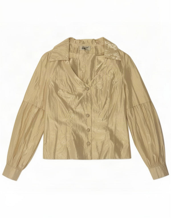 Caterina Camicia a maniche lunghe da donna UK 12 Oro medio