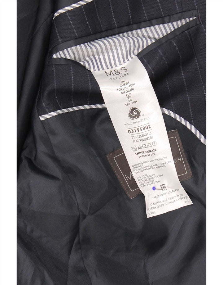 Giacca blazer da uomo Marks & Spencer UK 40 medio blu navy gessato